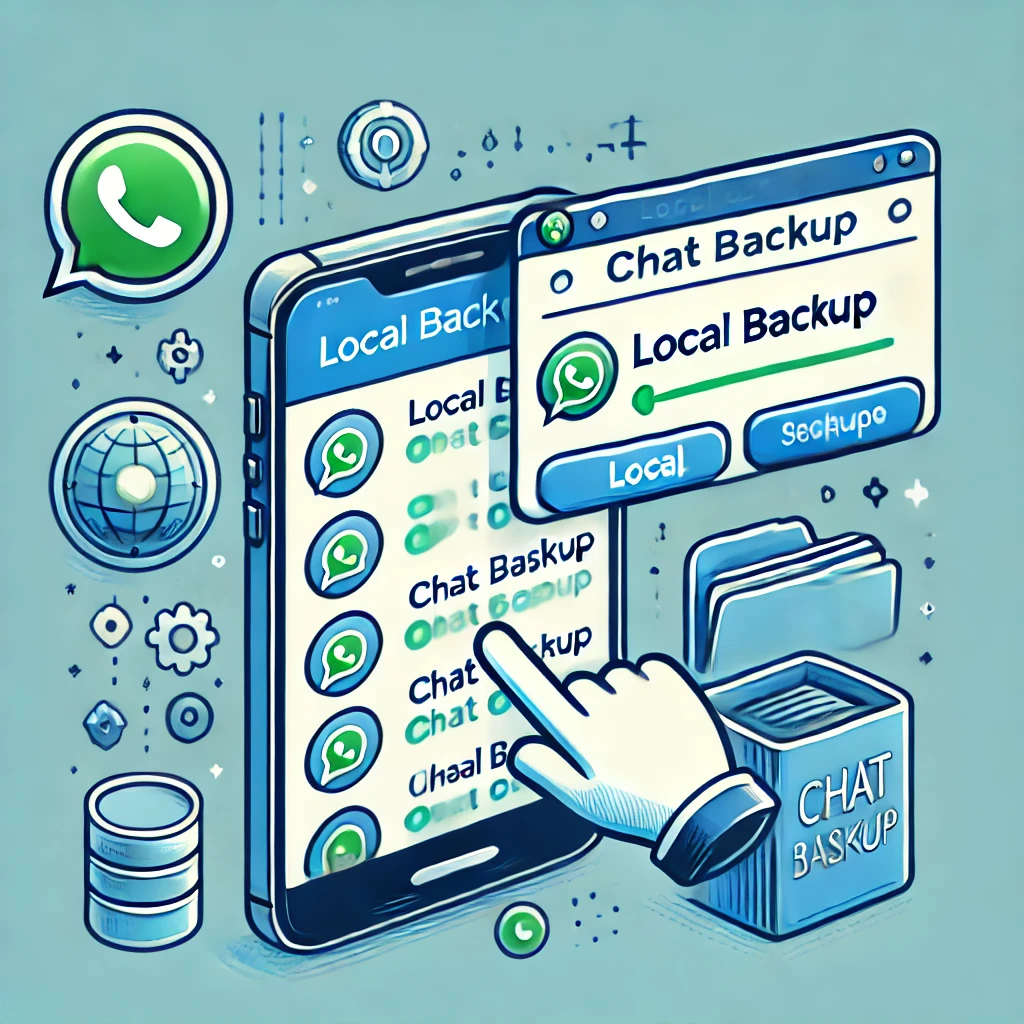 Imagem mostrando um smartphone com a opção de backup local sendo selecionada no WhatsApp GB.