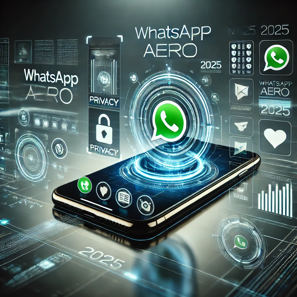 Imagem futurista do WhatsApp Aero em 2025, com foco em novas funcionalidades e segurança de privacidade