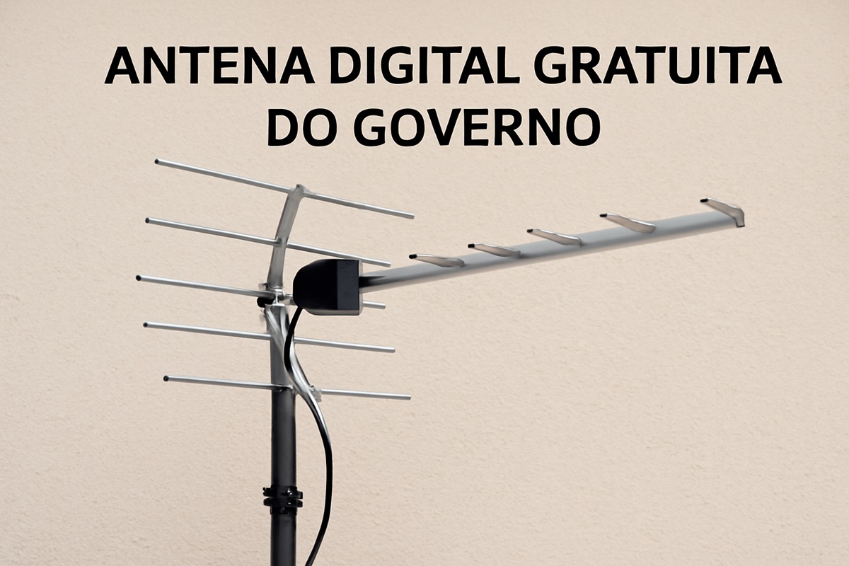 Antena digital gratuita instalada para otimizar o sinal de TV.