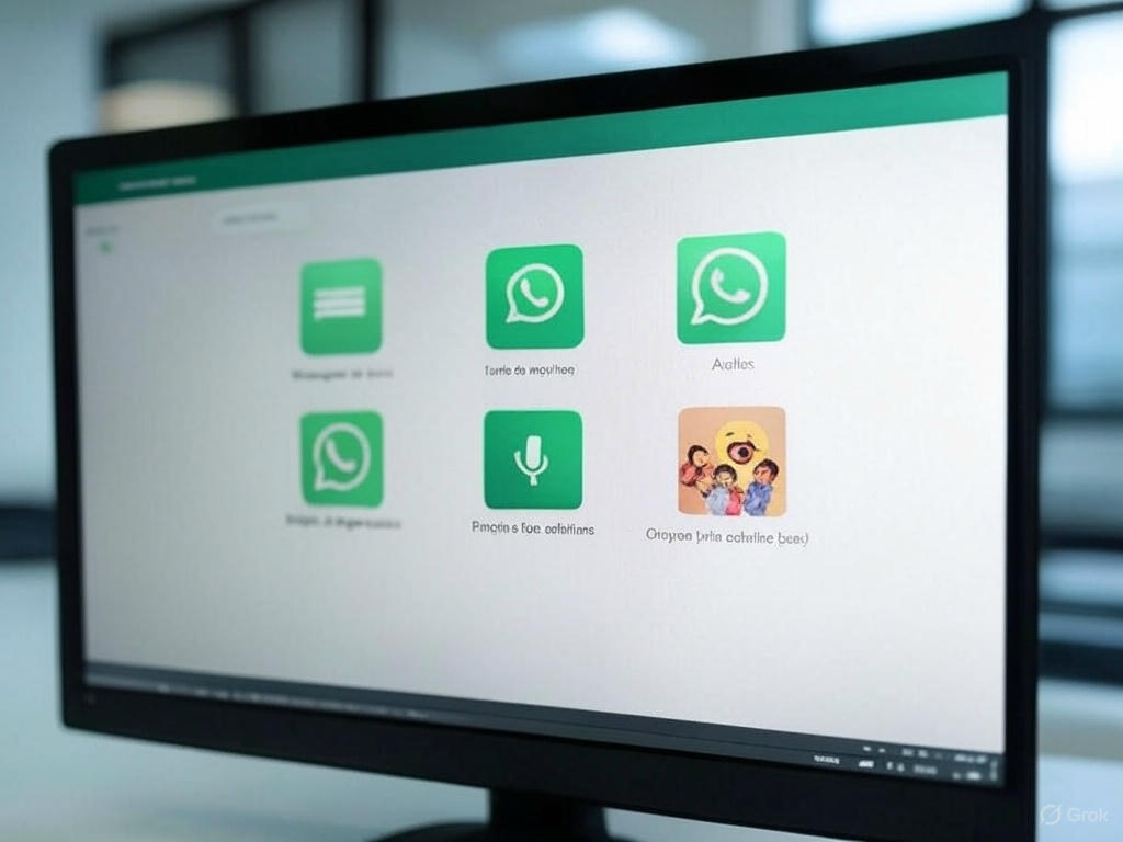 Funções disponíveis no WhatsApp Web ilustradas: mensagens, áudios, envio de arquivos, emojis, grupos e chamadas com celular