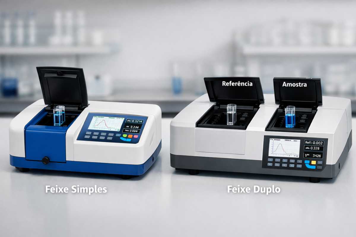 Diferença entre espectrofotômetro UV-Vis simples e dupla feixe: entenda qual escolher